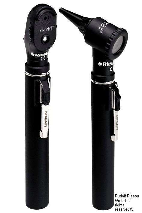 [RIE 3012] Ri-mini Oto-/Ophthalmoskop XL 2,5 V Schwarz, mit 2 Griffen Typ AA
