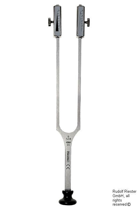[RIE 5175] Stimmgabel Rydel-Seiffer, c64 Hz/c128 Hz Mit Fuß, Stahl, abnehmbarer Dämpfer