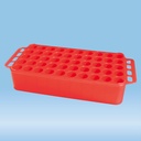 Block-Rack D 17 mit Griff, rot 50 Bohrungen 17 mm, ohne Druck