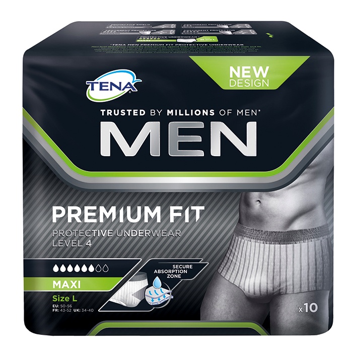 TENA Men Premium Fit Pants Maxi Underwear Gr. L/XL (4 x 10 Stck.)