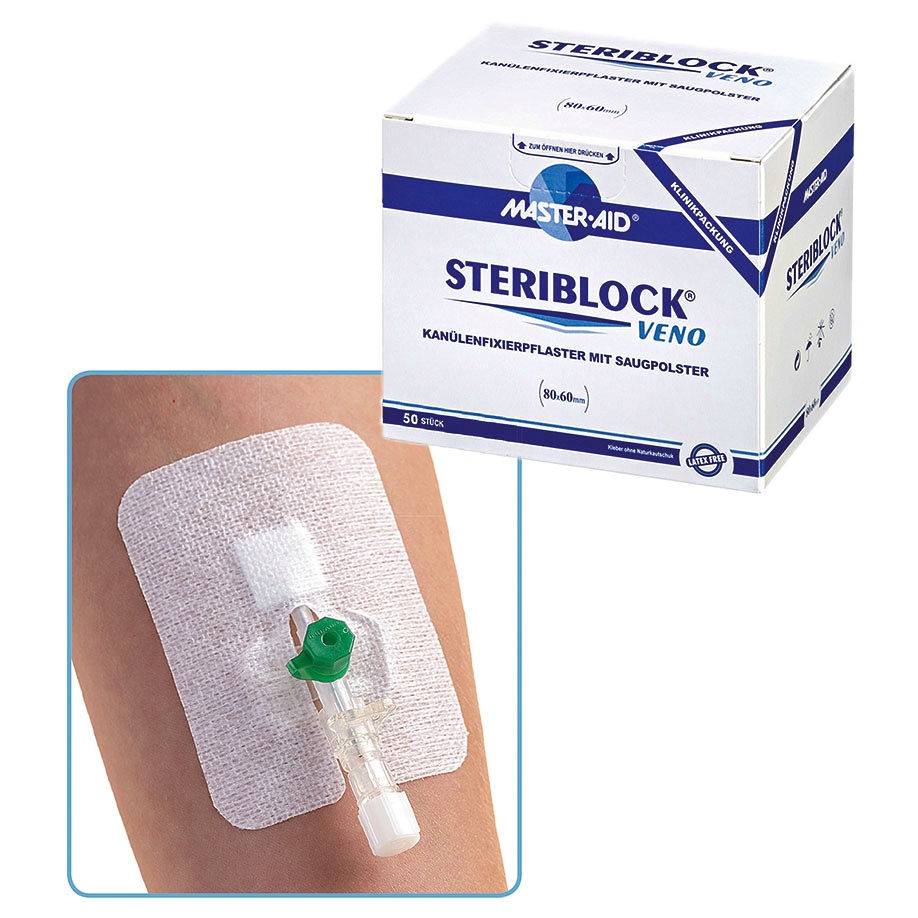 [TRU 70035] STERIBLOCK VENO Kanülenfixierpflaster Steril, 8 x 6 cm (50 Stck.)