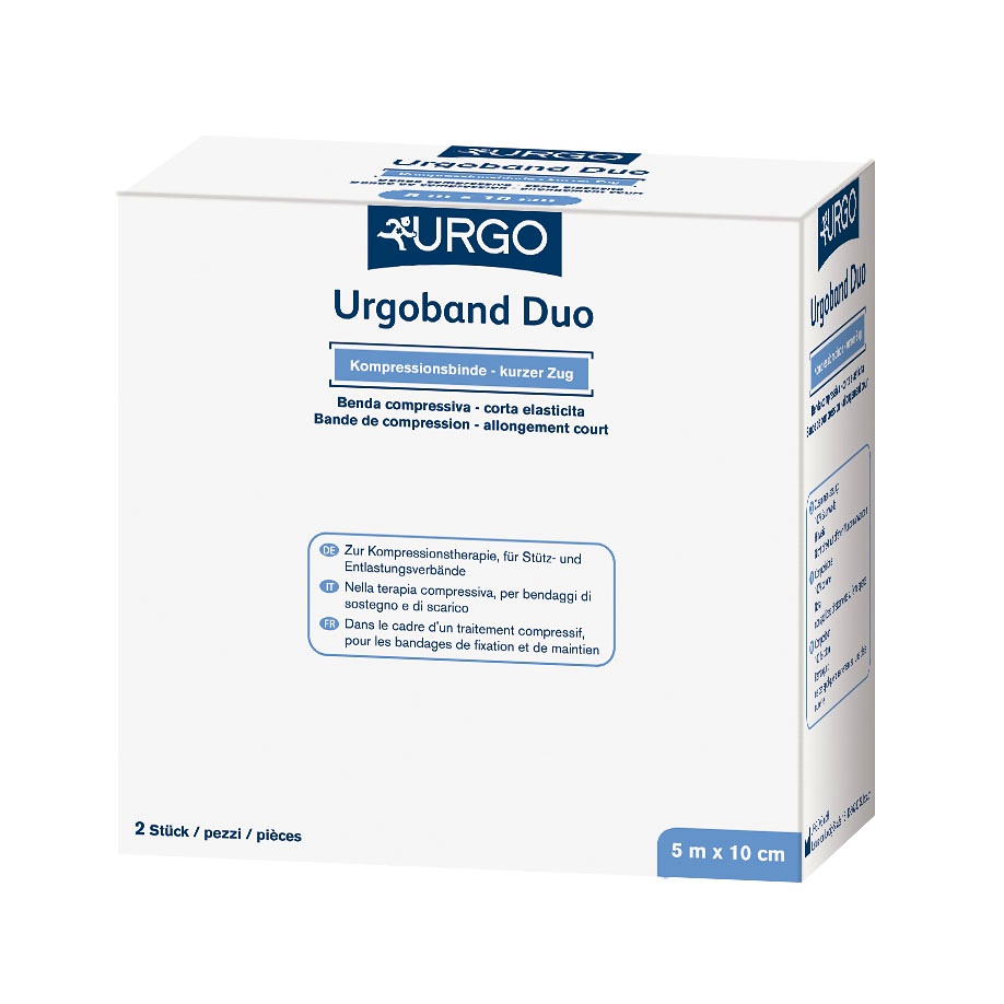 [URG 510956] Urgoband Duo Kurzzugbinden, hautfarben 5 m x 10 cm (2 Stck.)