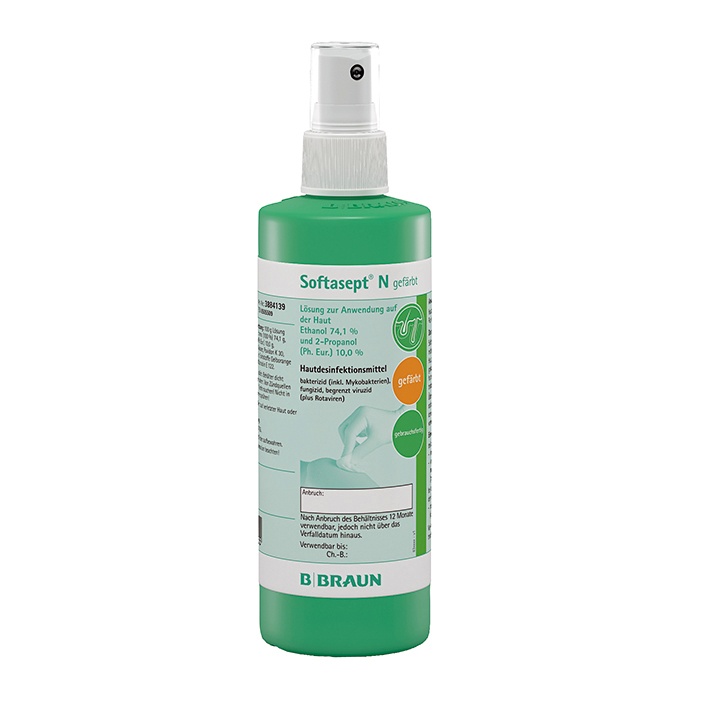 [PET 3884139] Softasept N gefärbt 250 ml Sprühflasche Hautdesinfektion