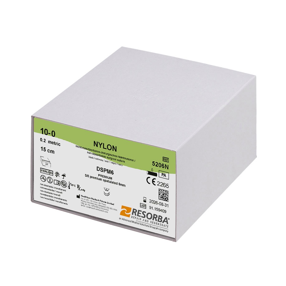 [RES 5206N] NYLON DSPM 6 10/0=0,2 schwarz monofil Nahtmaterial Fadenlänge 15 cm (24 Stck.)