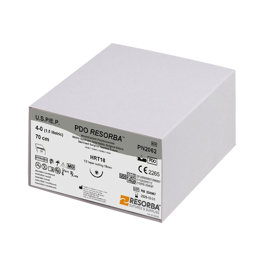 PDO RESORBA HRT 18 4/0=1,5 violett Nahtmaterial Fadenlänge 70 cm (24 Stck.)