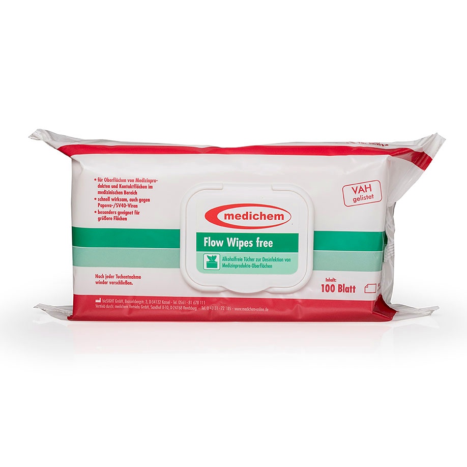 Flow Wipes free Desinfektionstücher (100 Tücher)