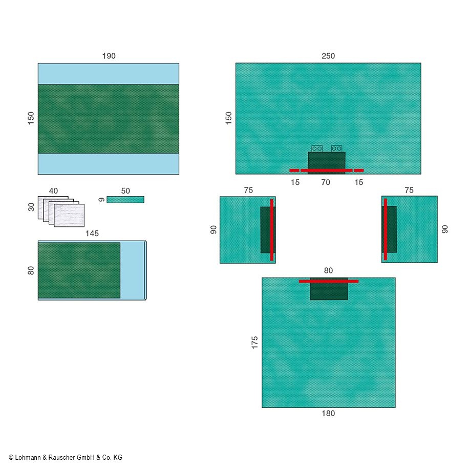 [LOH 33307] Raucodrape PRO Universal-Set I, steril Abdecktücher 2-lagig Plus (13 Sets)