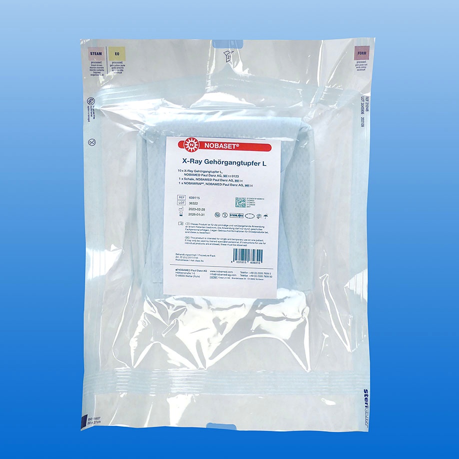 [NOB 639115] NOBASET X-Ray Gehörgangtupfer Gr. L (25 Sets à 10 Stck.)