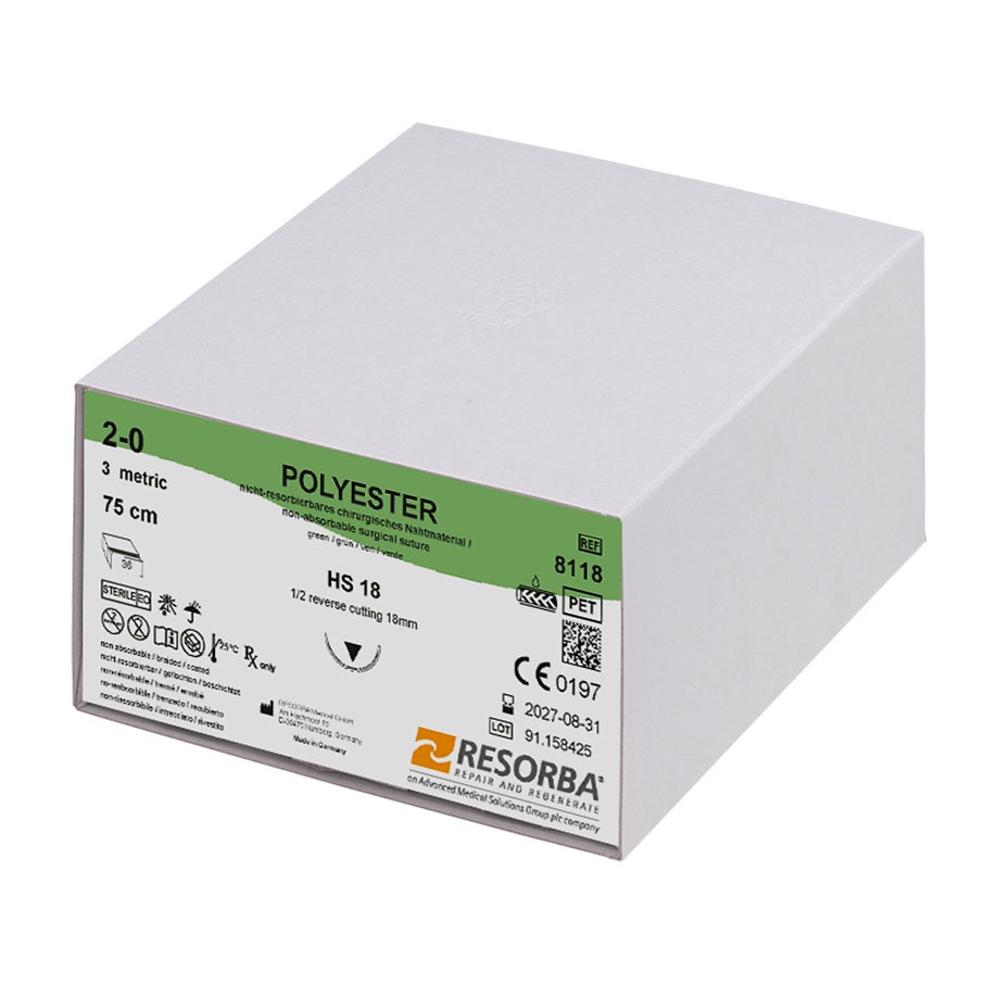 POLYESTER HS 18 2/0=3 grün geflochten Nahtmaterial Fadenlänge 75 cm (36 Stck.)