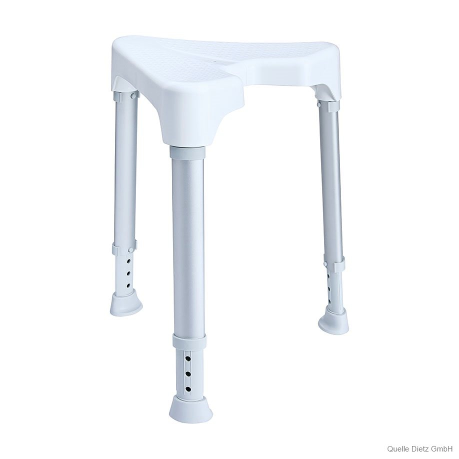 [DIZ 430105] TAYO Duschhocker dreieckig, weiß Stuhlbeine silber