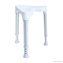 TAYO Duschhocker dreieckig, weiß Stuhlbeine silber