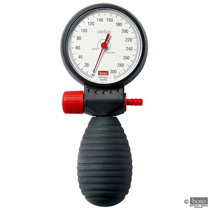 Boso varius Blutdruckmessgerät Ø 60 mm Schwarz m. Klettenmanschette Einschlauch