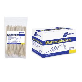 Wattestäbchen Holz, 15 cm lang Kleiner Wattekopf, ca. 12 x 5 mm