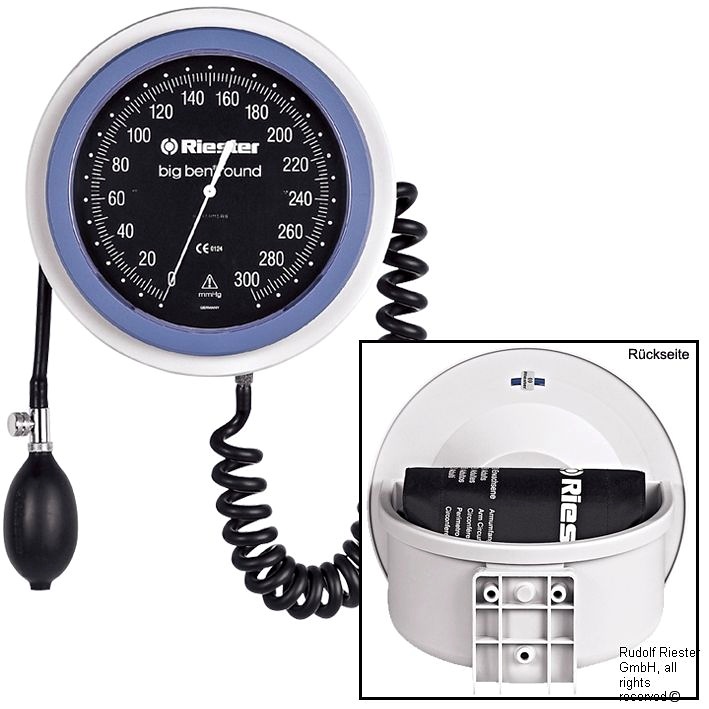 [RIE 1458] Big ben round Blutdruckmessgerät Ø 147,2 mm Wandmodell, 2-Schlauch