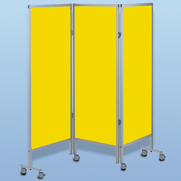 Wandschirm 3-flügelig, fahrbar Farbe: gelb/gelb/gelb