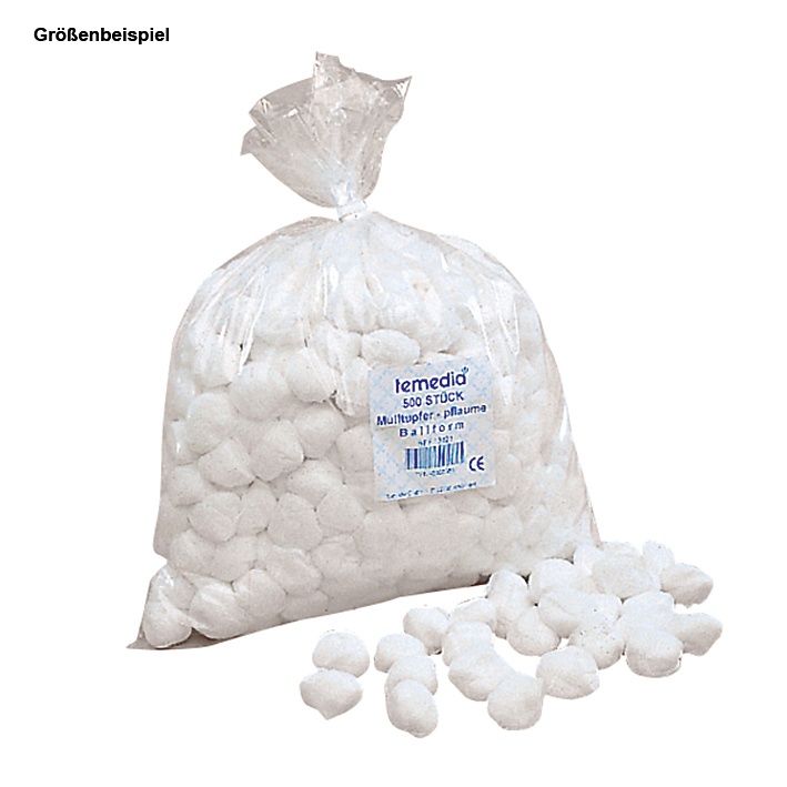 [HOL 13812] TEMEDIA Schlinggazetupfer, unsteril Walnussgroß dopp., hutform (500 Stck.)