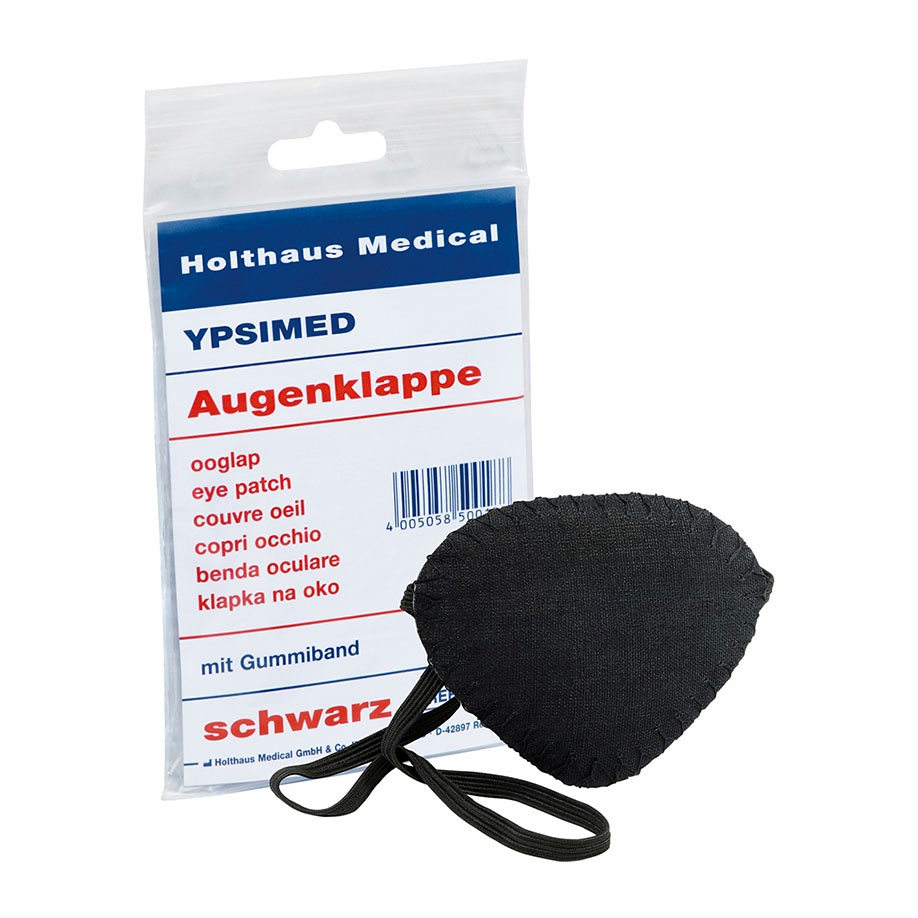 YPSIMED Augenklappe mit Gummiband Schwarz, oval