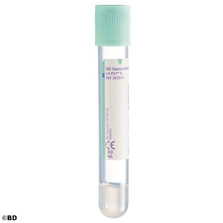 [BEC 367378] BD Vacutainer Plus PSTII Röhrchen aus PET, 8 ml, Lithium-Heparin und Trenngel