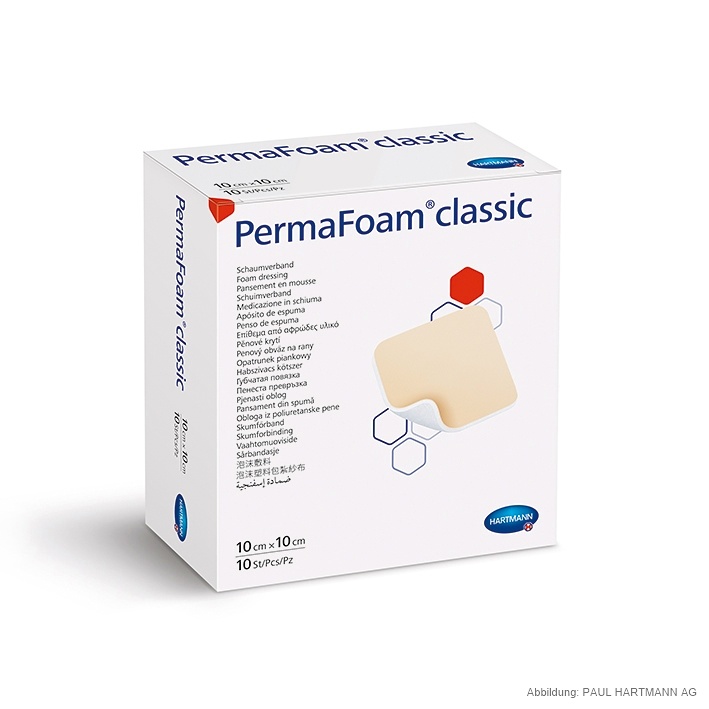 PermaFoam Classic Schaumverband Steril, 10 x 10 cm (10 Stck.)