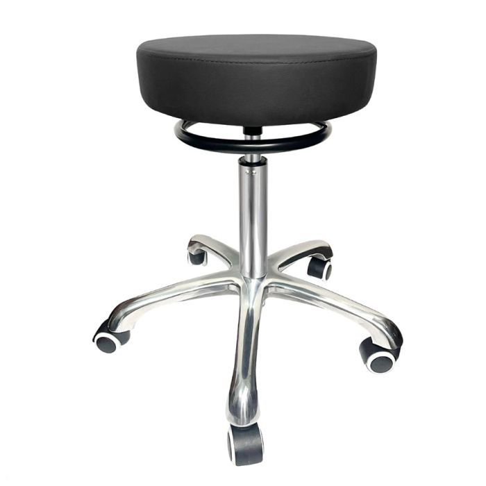 Rollhocker schwarz mit Aluminiumfuß Polster 80 mm