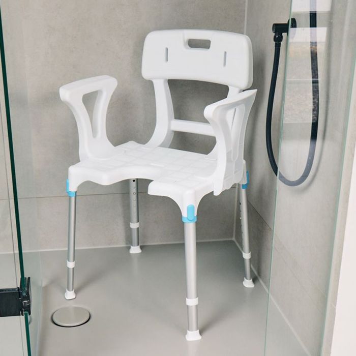 Duschstuhl Laguna mit Arm-/Rückenlehne Und Hygieneausschnitt
