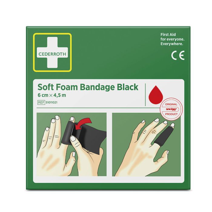 [CED 51011021] Cederroth Soft Foam Bandage Black Selbstklebendes Pflaster 6 cm x 4,5 m