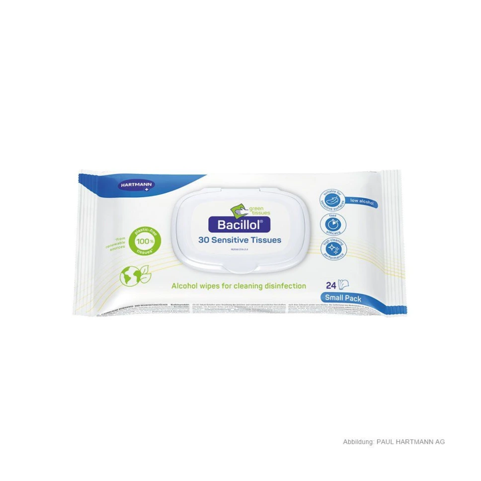 [BOD 982036] Bacillol 30 Sensitive Green Tissues Flächendesinfektionstücher (24 Stck.)