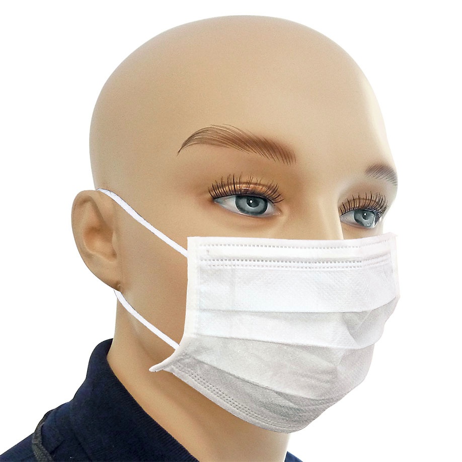 Einmal-Mundschutz weiß, mit runden Latexfreien Ohrschlaufen (50 Stck.)