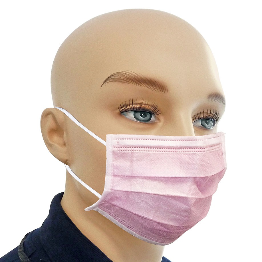 Einmal-Mundschutz pink, mit runden Latexfreien Ohrschlaufen (50 Stck.)