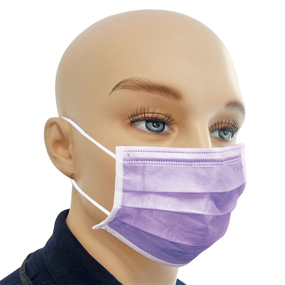 Einmal-Mundschutz lila, mit runden Latexfreien Ohrschlaufen (50 Stck.)