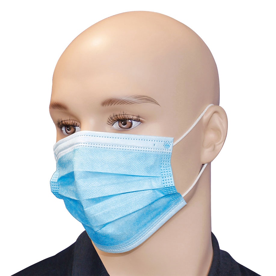 [MEG 165510] OP-Masken Typ II, 3-lagig, blau Mit elastischen Ohrschlaufen (50 Stck.)