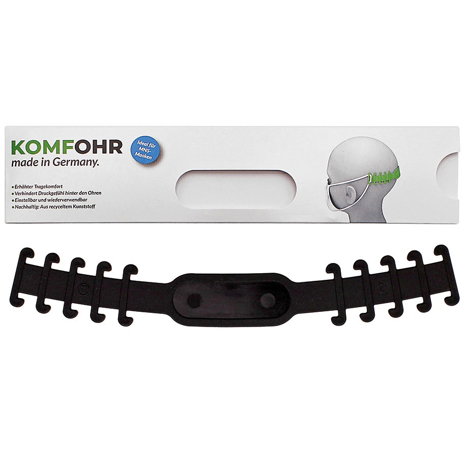 KOMFOHR Maskenhalter schwarz Einzeln im Komfort-Etui