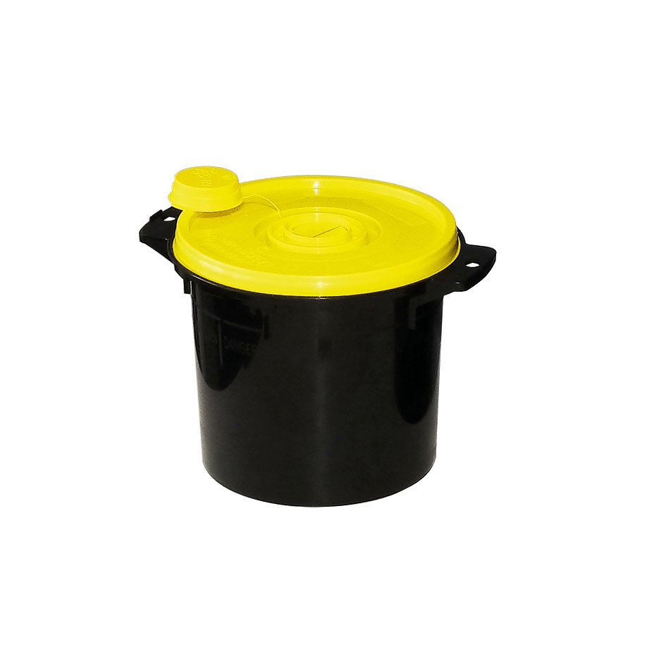 Kanülenabwurfbehälter schwarz 5,0 Ltr. Gelber Deckel
