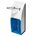 €O-Dosierspender 500 ml, Edelstahl Matt gebürstet, mit blauer Frontscheibe