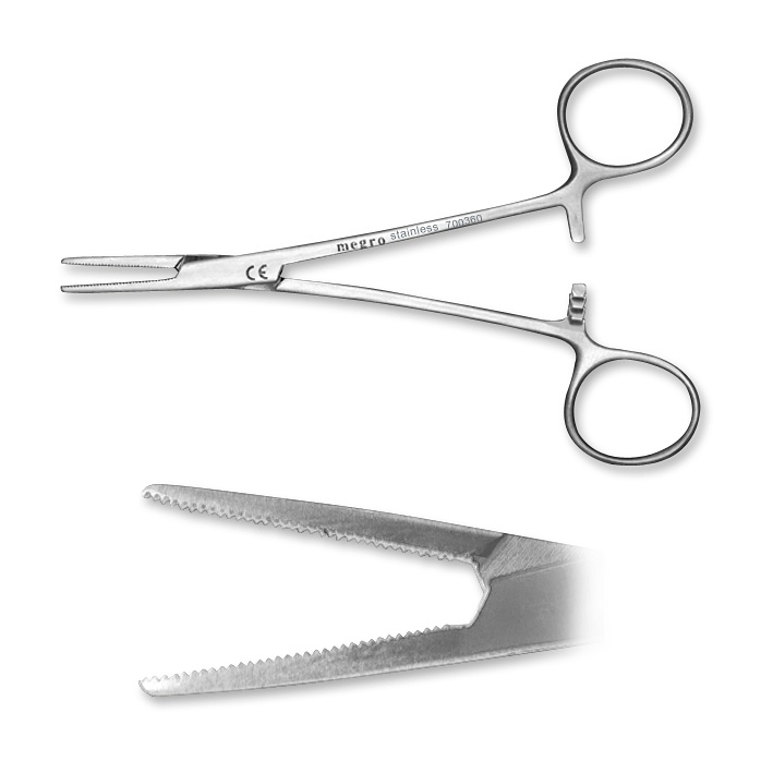 [MEG 700360] Halst.-Mosquito Arterienklemme megro gerade, gerieft, 12,5 cm