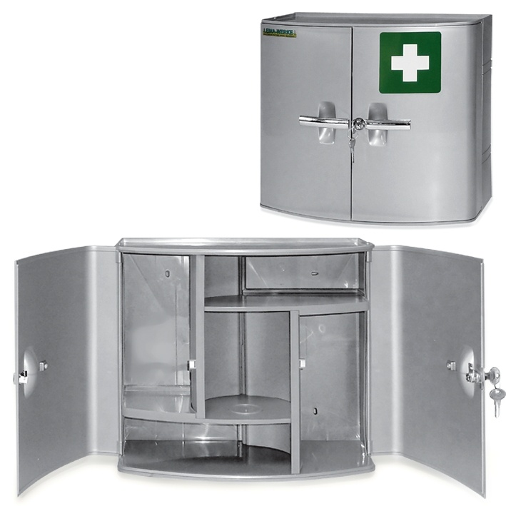 [MEG 841003] Verbandschrank Kunststoff 2-türig 38,5 x 18 x 32,5 cm, silber, leer