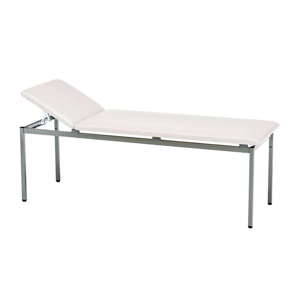 Untersuchungsliege classic weiß Graualuminium lackiert,inkl.Rollenhalter