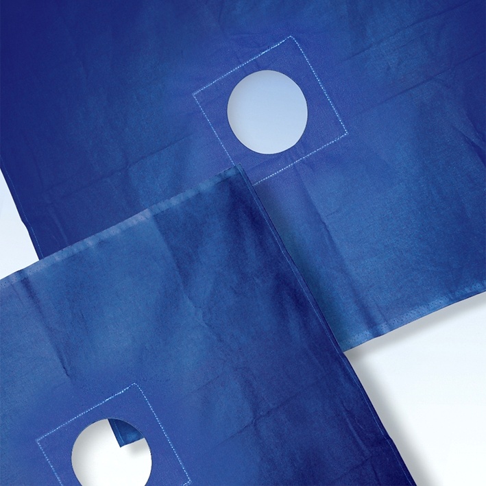 [MEG 940181.40 L10] Abdecktuch 40 x 60 cm kornblau 100 % Baumwolle mit Loch Ø 10 cm