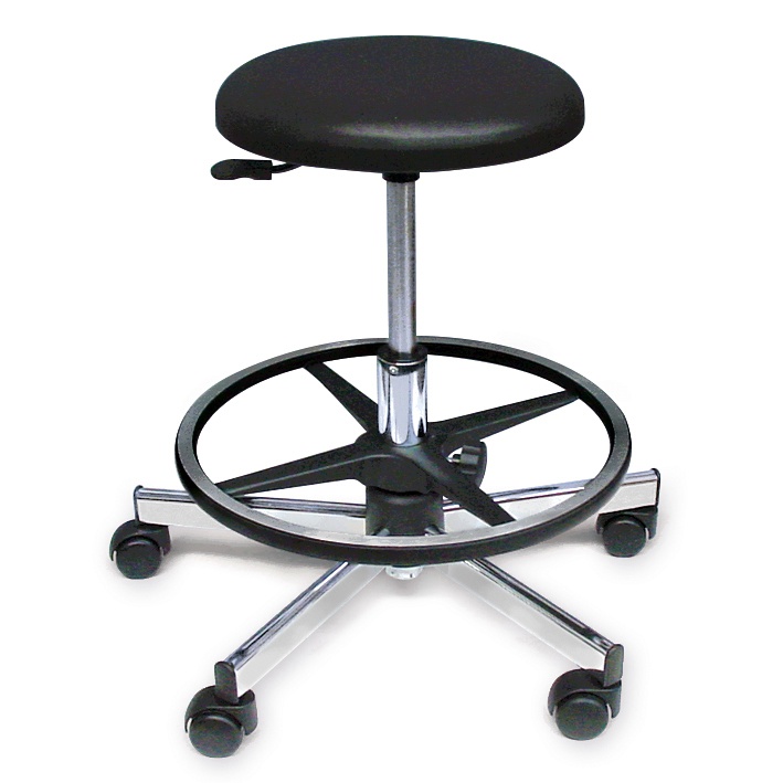 Rollhocker ratiomed schwarz Mit Stahlfußkreuz und Fußstützkranz