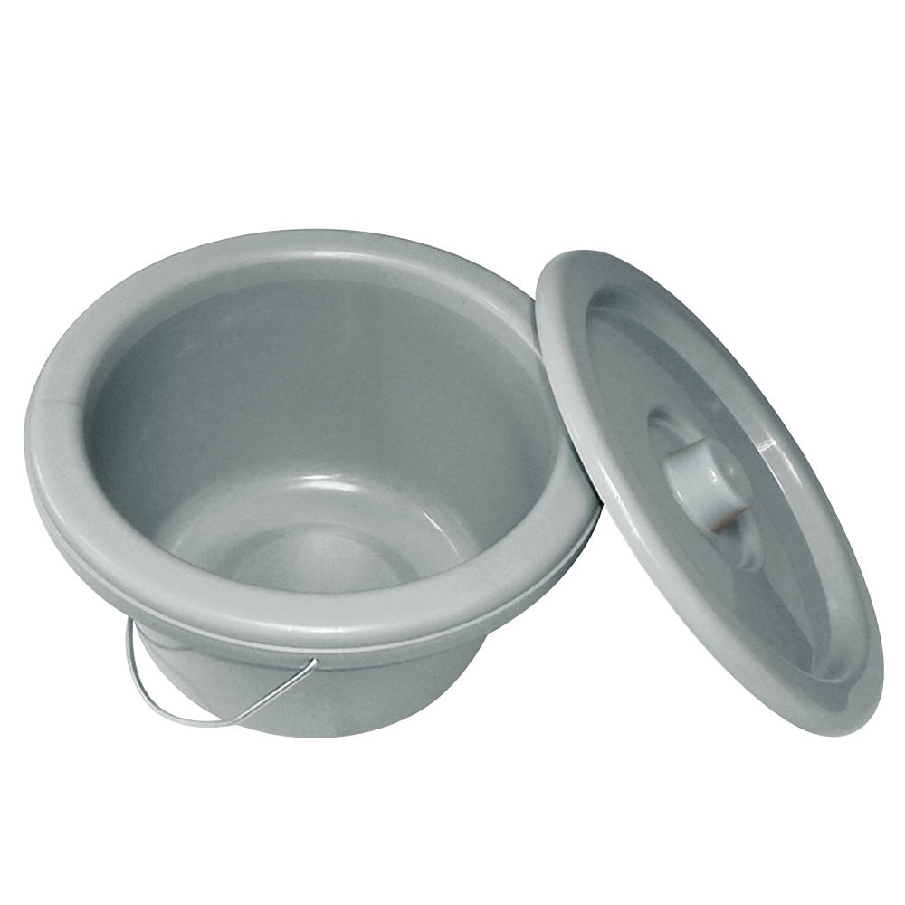 [MEG 965601] Toiletteneimer kpl. Mit Deckel und Bügel Grau, stabile Form