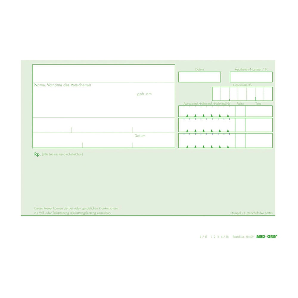 Privatrezept-Formulare grün DIN A6 quer (500 Stck.)