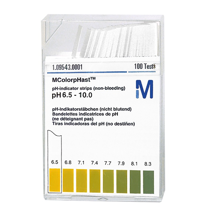 [MER 1.09543.0001] PH-Indikatorstäbchen nicht blutend PH 6,5-10 Spezialindikator (1x100 T.)