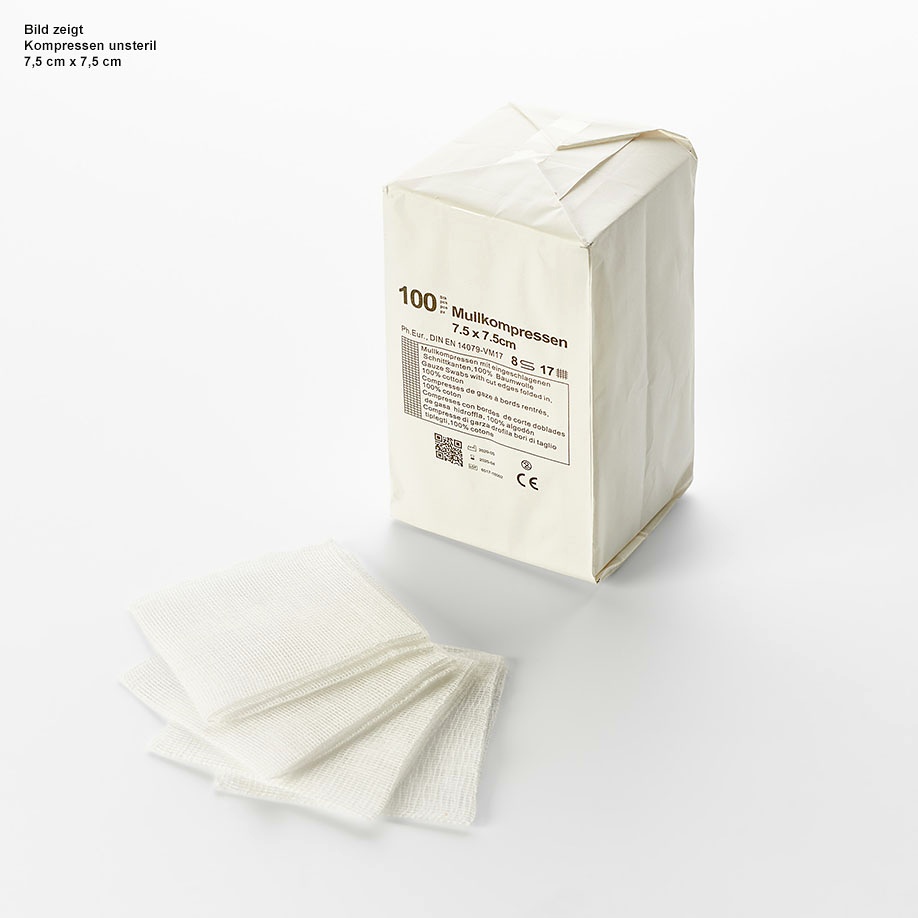 Miro-mullkompressen 8-fach, unsteril 5 x 5 cm (100 Stck.)