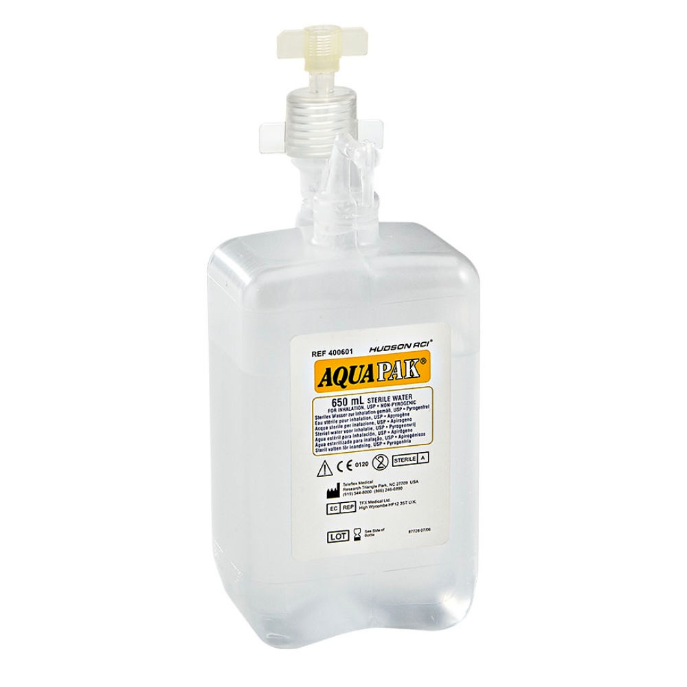 [MLI H00640CE] AQUAPAK steriles Wasser mit sterilem Befeuchteradapter (10 x 650 ml)