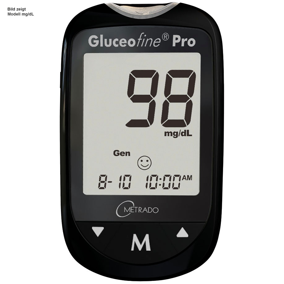 Gluceofine Pro Blutzuckermesssystem mg/dL