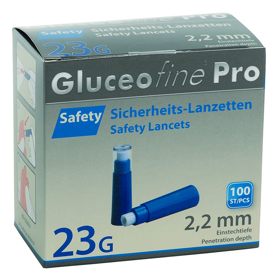 Gluceofine Pro Safety Sicherheits Lanzetten 23 G x 2,2 mm (100 Stck.)