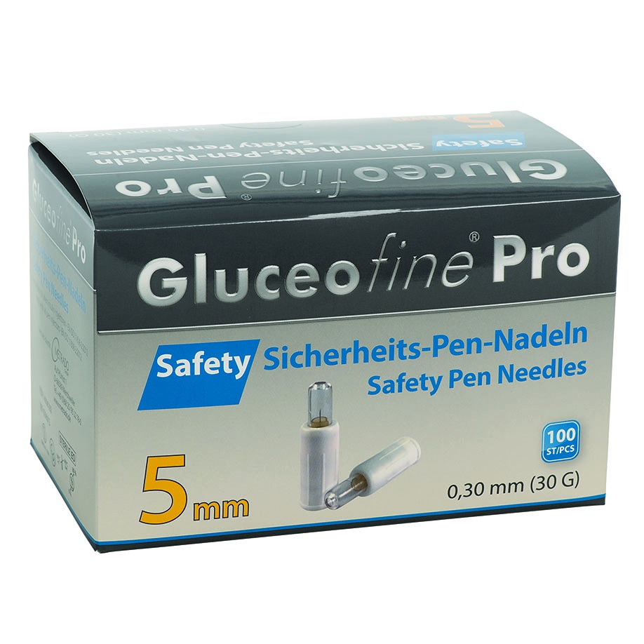 Gluceofine Pro Safety Sicherheits Pen-Nadeln 30 G, 0,30 x 5 mm (100 Stck.)