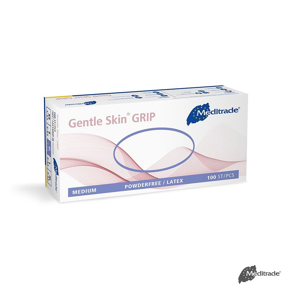 [MTR 1221GRIP-M] Gentle Skin grip U.-Handschuhe Latex, PF, Gr. M, unsteril (100 Stck.)