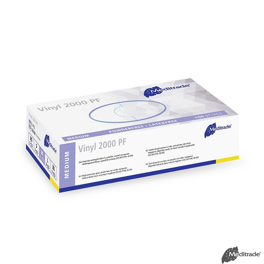 [MTR 1251M] Vinyl 2000 U.-Handschuhe Vinyl PF, unsteril, Gr. M (100 Stck.)