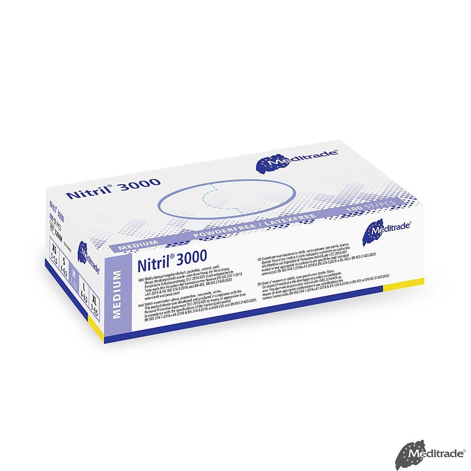 [MTR 1280M] Nitril 3000 U.-Handschuhe, PF Latexfrei, unsteril, Gr. M (100 Stck.)